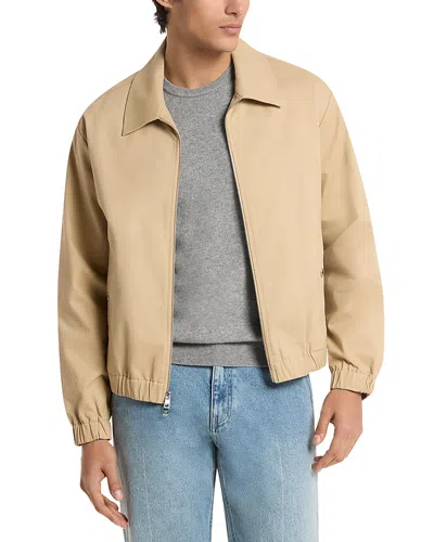 Michael Kors Cotton Linen Zip Blouson Jacket In Brown