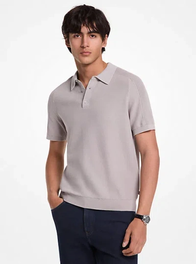 Michael Kors Men's Short Sleeve Textured Mouline Polo Shirt In Natural