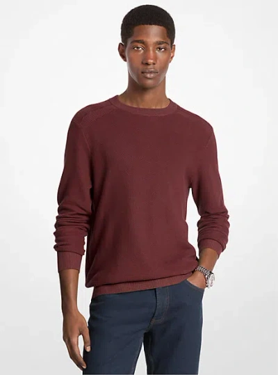 Michael Kors Cotton Mouliné Sweater In Burgundy