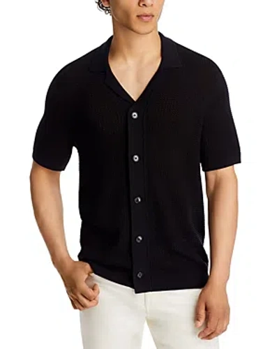 Michael Kors Cotton Open Stitch Regular Fit Button Down Shirt In Black