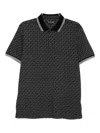Michael Kors Greenwich Signature Logo Print Cotton Polo Shirt In Black