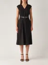 Michael Kors Stretch Organic Cotton Poplin Midi Dress In Nero