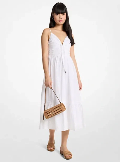 Michael Kors Cotton Poplin Midi Dress In White
