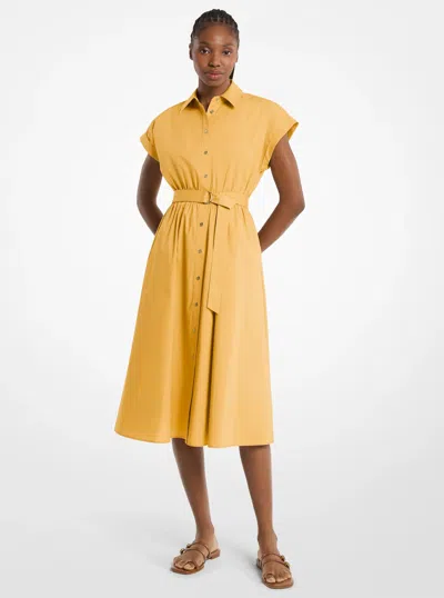 Michael Kors Cotton Poplin Midi Dress In Yellow