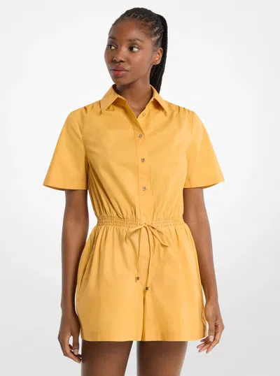 Michael Kors Cotton Poplin Romper In Yellow