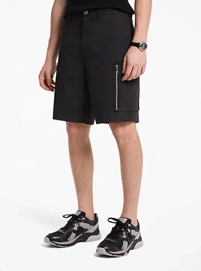 Michael Kors Cotton Poplin Zip Cargo Shorts In Black