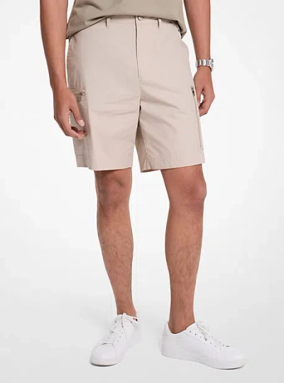 Michael Kors Cotton Poplin Zip Cargo Shorts In Natural