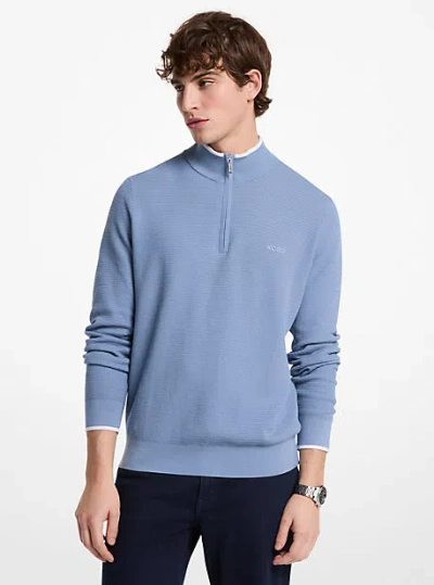 Michael Kors Cotton Quarter-zip Sweater In Blue