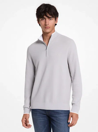 Michael Kors Cotton Quarter-zip Sweater In Grey
