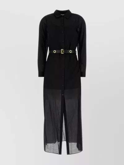MICHAEL KORS COTTON SHIRT DRESS LEATHER BELT
