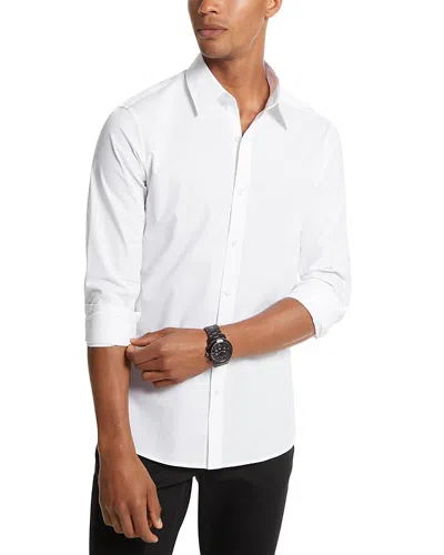 Michael Kors Cotton Stretch Classic Fit Button Down Shirt In White