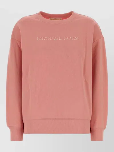Michael Kors Cotton Sweatshirt Crew Neck Long Sleeves In Pink