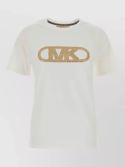 Michael Kors Cotton T Shirt Short Sleeves Round Neck In White