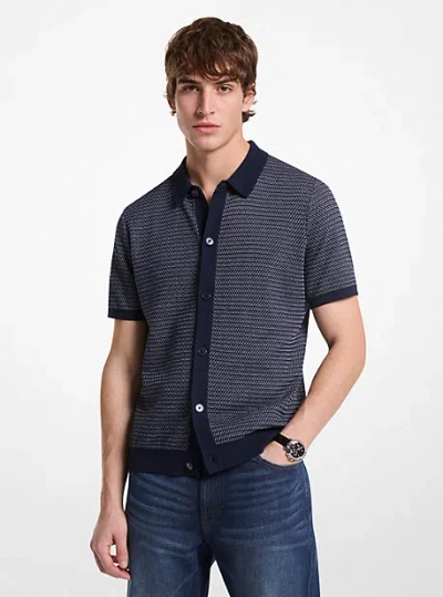 Michael Kors Cotton Tuck Stitch Shirt In Blue