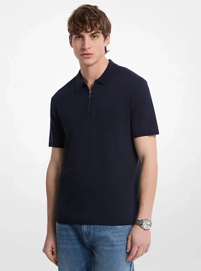 Michael Kors Cotton Zip-up Polo Shirt In Blue