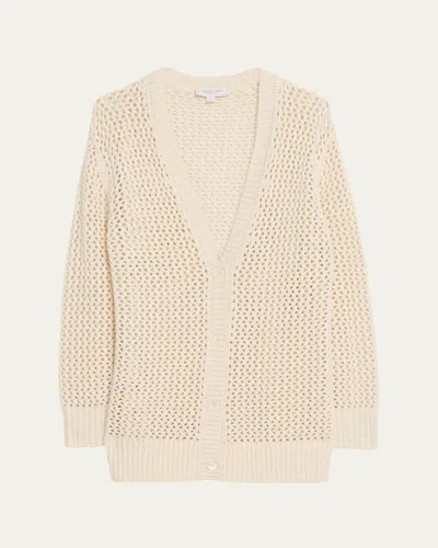Michael Kors Cotton-cashmere Crochet Cardigan In Sand