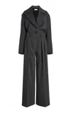 Michael Kors Covert Twill Utility Jumpsuit In Grey