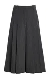 Michael Kors Covert Twill Wide-leg Culotte Pants In Grey