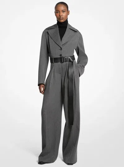 Michael Kors Covert Twill Wool Jumpsuit In Grey