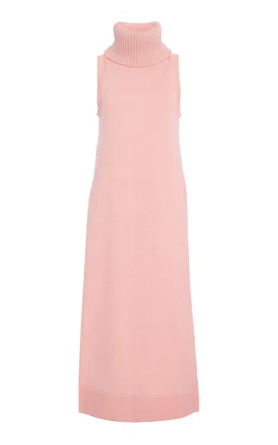 Michael Kors Cowl Neck Cashmere-linen Tunic Midi Dress In Pink