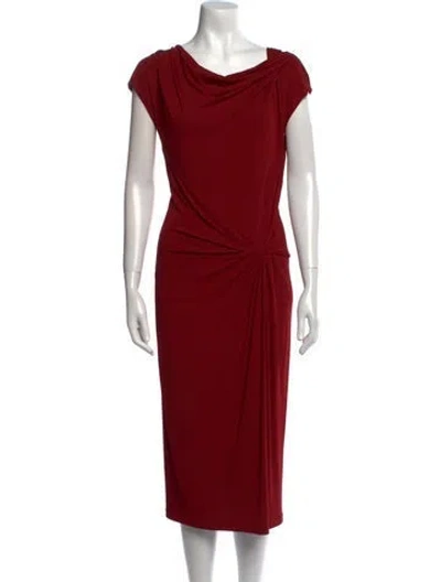 Pre-owned Michael Kors Cowl Neck Midi Length Dress In Burgundy