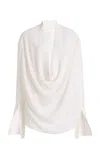 Michael Kors Cowl Neck Silk Georgette Blouse In White