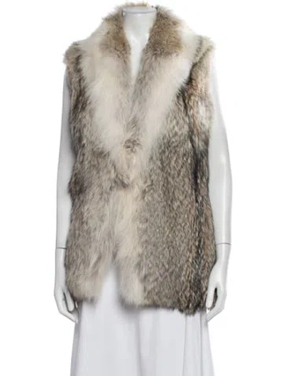 Pre-owned Michael Kors Coyote Animal Print Fur Jacket In Neutrals