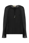 Michael Kors Black Georgette Blouse In Black