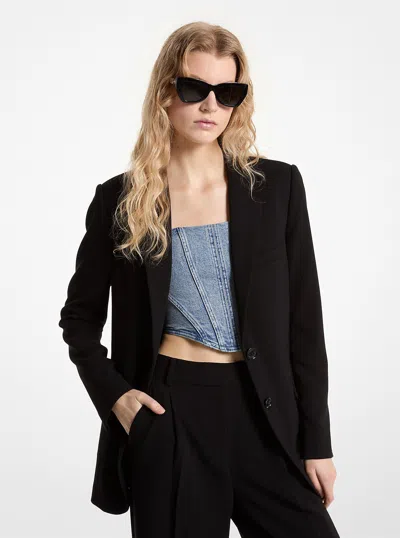Michael Kors Crepe Boyfriend Blazer In Black