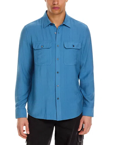 Michael Kors Crepe Classic Fit Shirt In Blue