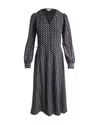 Michael Kors Crepe De Chine Midi Dress In Black Polyester In Black