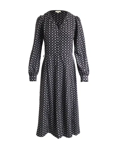 Michael Kors Crepe De Chine Midi Dress In Black Polyester
