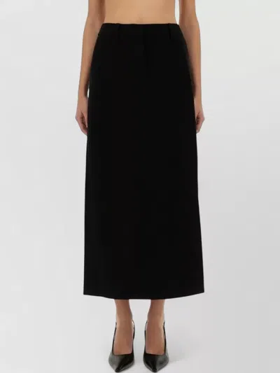 Michael Kors Crepe Maxi Pants Belt Loops Pockets In Black