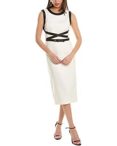 Pre-owned Michael Kors Crepe Wool-blend Sheath Dress Women's 12 In White