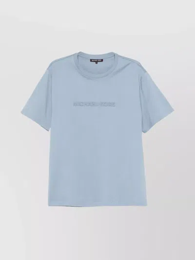 Michael Kors Crew Neck Logo Embroidered T-shirt In Blue