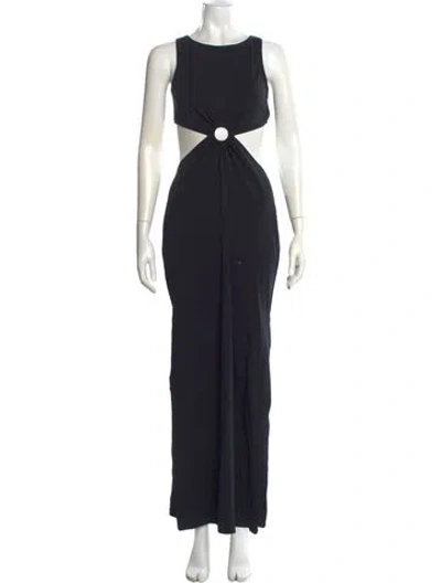Pre-owned Michael Kors Crew Neck Long Dress In Black