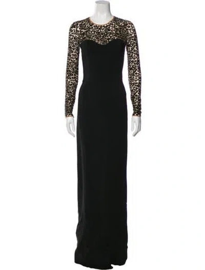 Pre-owned Michael Kors Crew Neck Long Dress In Black