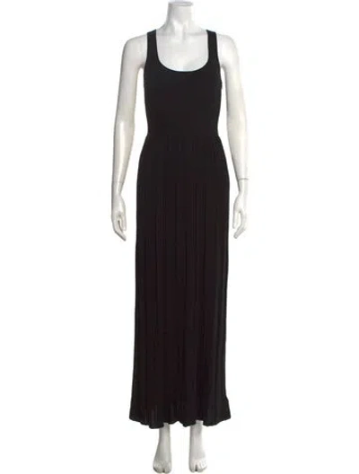 Pre-owned Michael Kors Crew Neck Long Dress In Black