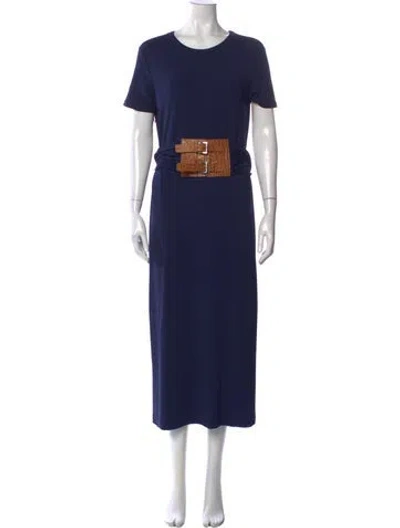 Pre-owned Michael Kors Crew Neck Long Dress In Blue