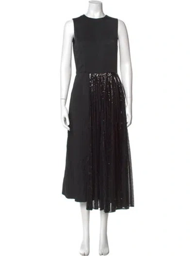 Pre-owned Michael Kors Crew Neck Long Dress W/ Tags In Black