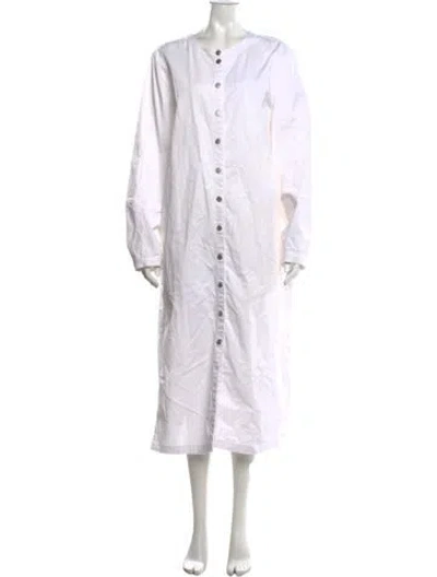 Pre-owned Michael Kors Crew Neck Long Dress In White