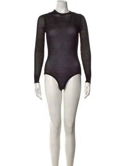 Pre-owned Michael Kors Crew Neck Long Sleeve Bodysuit In Black