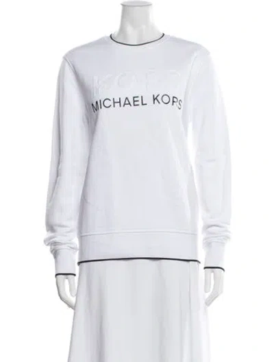 Pre-owned Michael Kors Crew Neck Long Sleeve Sweatshirt In White