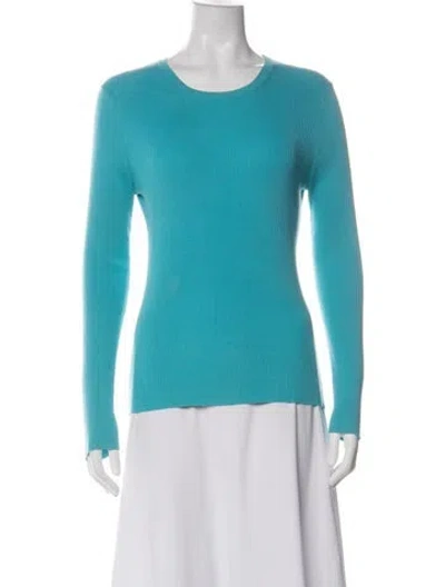 Pre-owned Michael Kors Crew Neck Long Sleeve Top In Blue