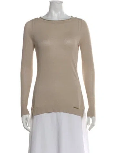 Pre-owned Michael Kors Crew Neck Long Sleeve Top In Brown