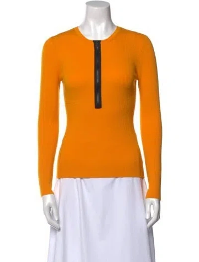 Pre-owned Michael Kors Crew Neck Long Sleeve Top In Orange