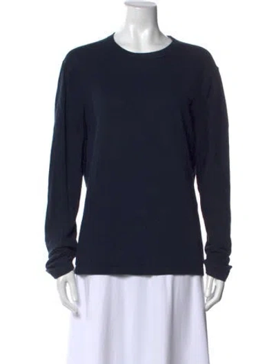 Pre-owned Michael Kors Crew Neck Long Sleeve T-shirt In Blue