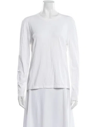 Pre-owned Michael Kors Crew Neck Long Sleeve T-shirt In White