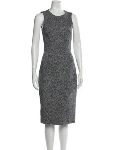 Pre-owned Michael Kors Crew Neck Midi Length Dress In Black