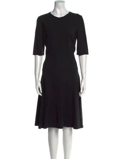 Pre-owned Michael Kors Crew Neck Midi Length Dress In Black